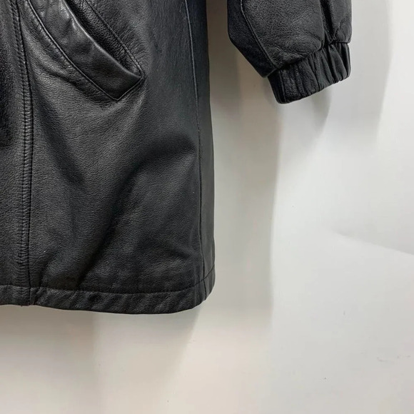 Wilsons Leather Men's Vintage 1980's Mid Length 100% Leather Hooded Jacket SZ‎ L - Picture 5 of 11